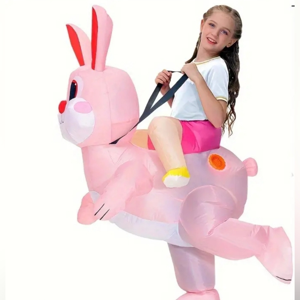 Inflatable Pink Bunny Ride-On Kids Costume